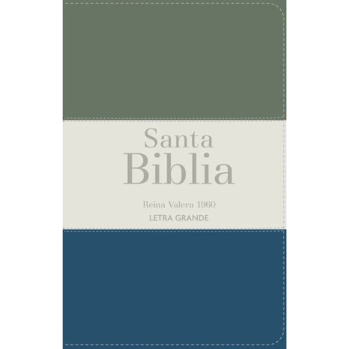 Biblia RVR 1960 Letra Grande Tamaño Manual Tricolor Gris Crema Azul