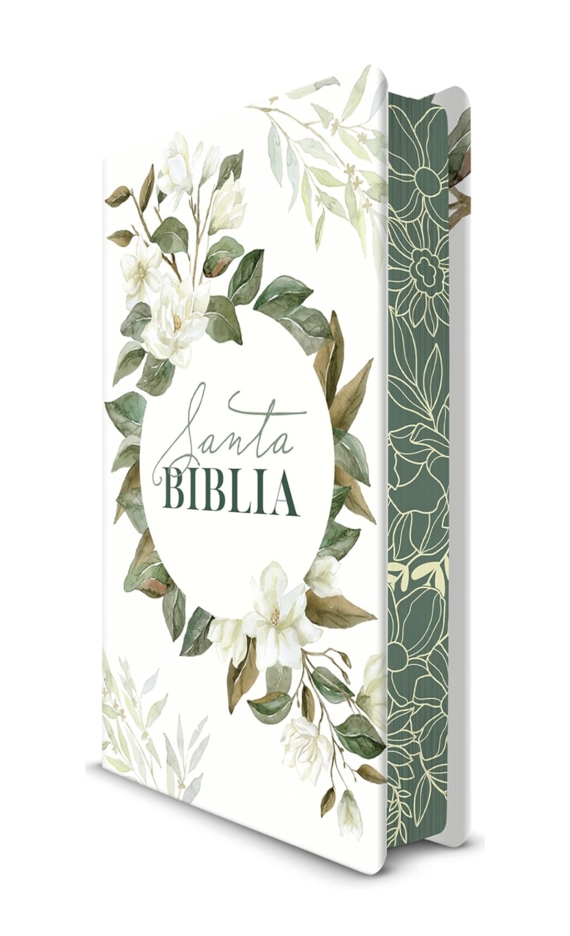 Biblia RVR 1960 Letra Grande Tamaño Manual Flores Blancas Tapa Dura