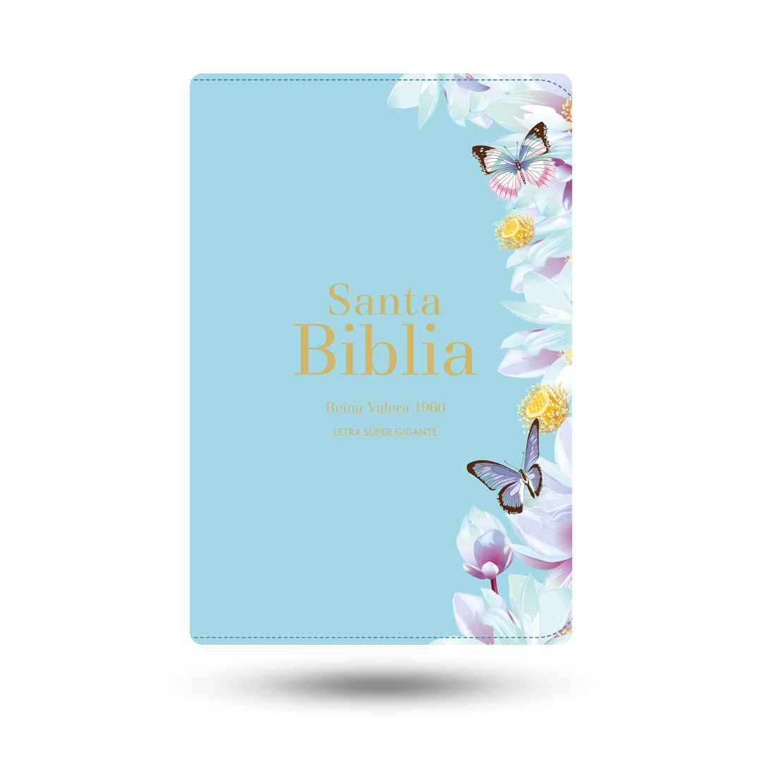 Biblia RVR 1960 Letra Súper Gigante Símil Piel Azul Clara