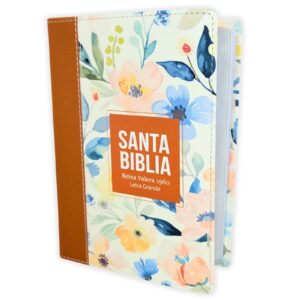 Biblia Rvr 1960 Compacta Letra Grande 11 Puntos Símil Piel Flores Terracota